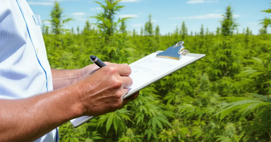 hemp inspector in hemp field
